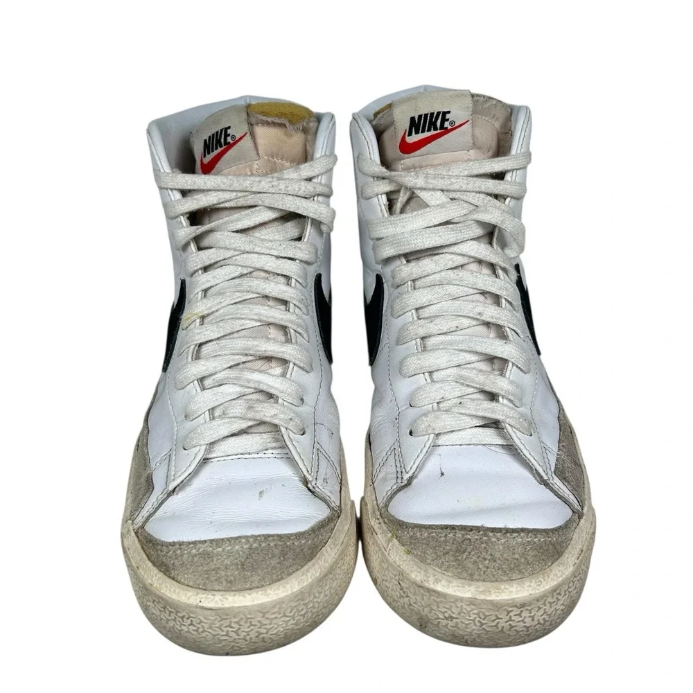 Nike Women's Blazer Mid '77‎ White Black Leather Shoes CZ1055-100 Size 8.5
